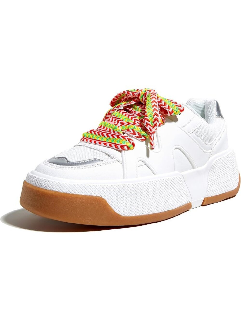Women’s All White Thick Sole Lace Up Casual Comfortable Fashion Walking Sneakers